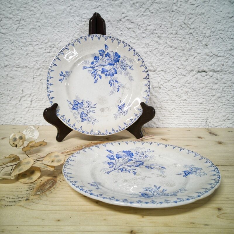 Duo of dessert plates U&C Sarreguemines - model Flore