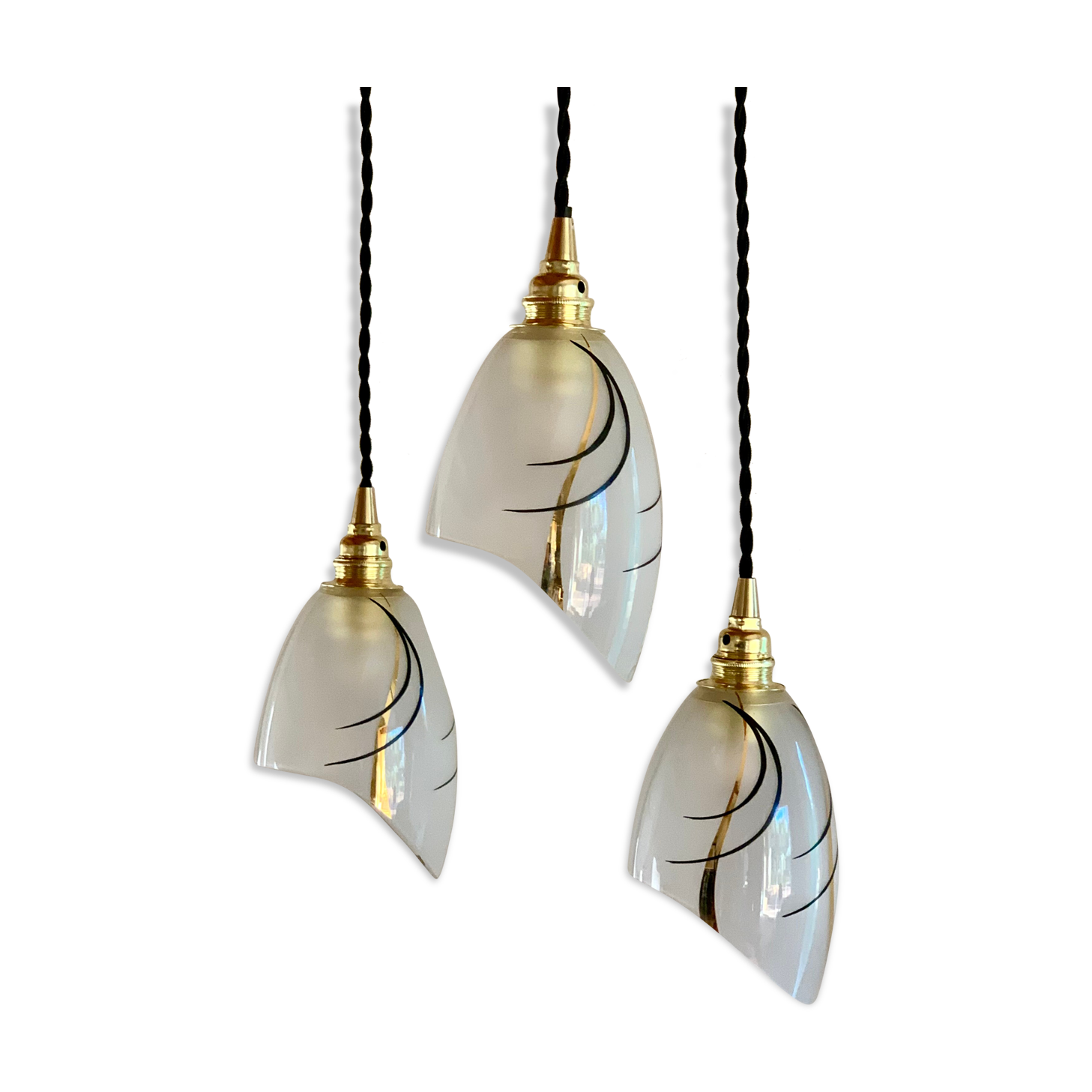 Suspension waterfall art deco tulips glass