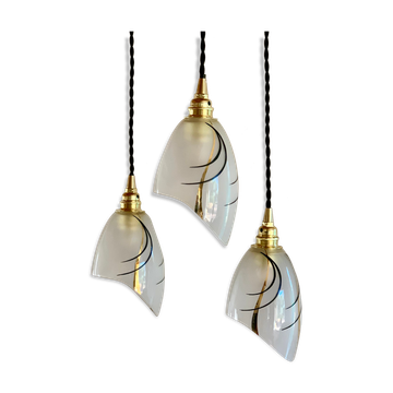 Suspension waterfall art deco tulips glass