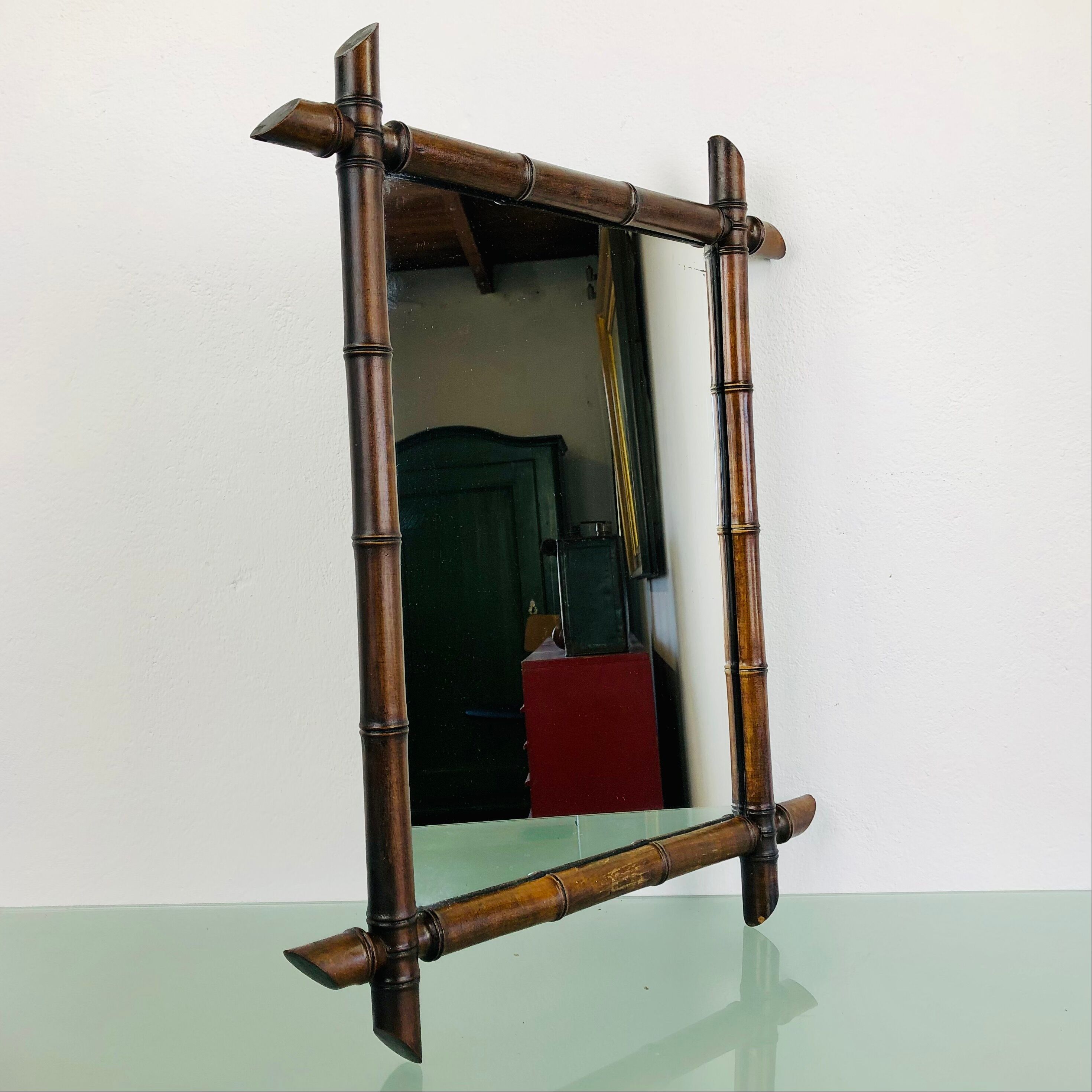 Faux bamboo mirror