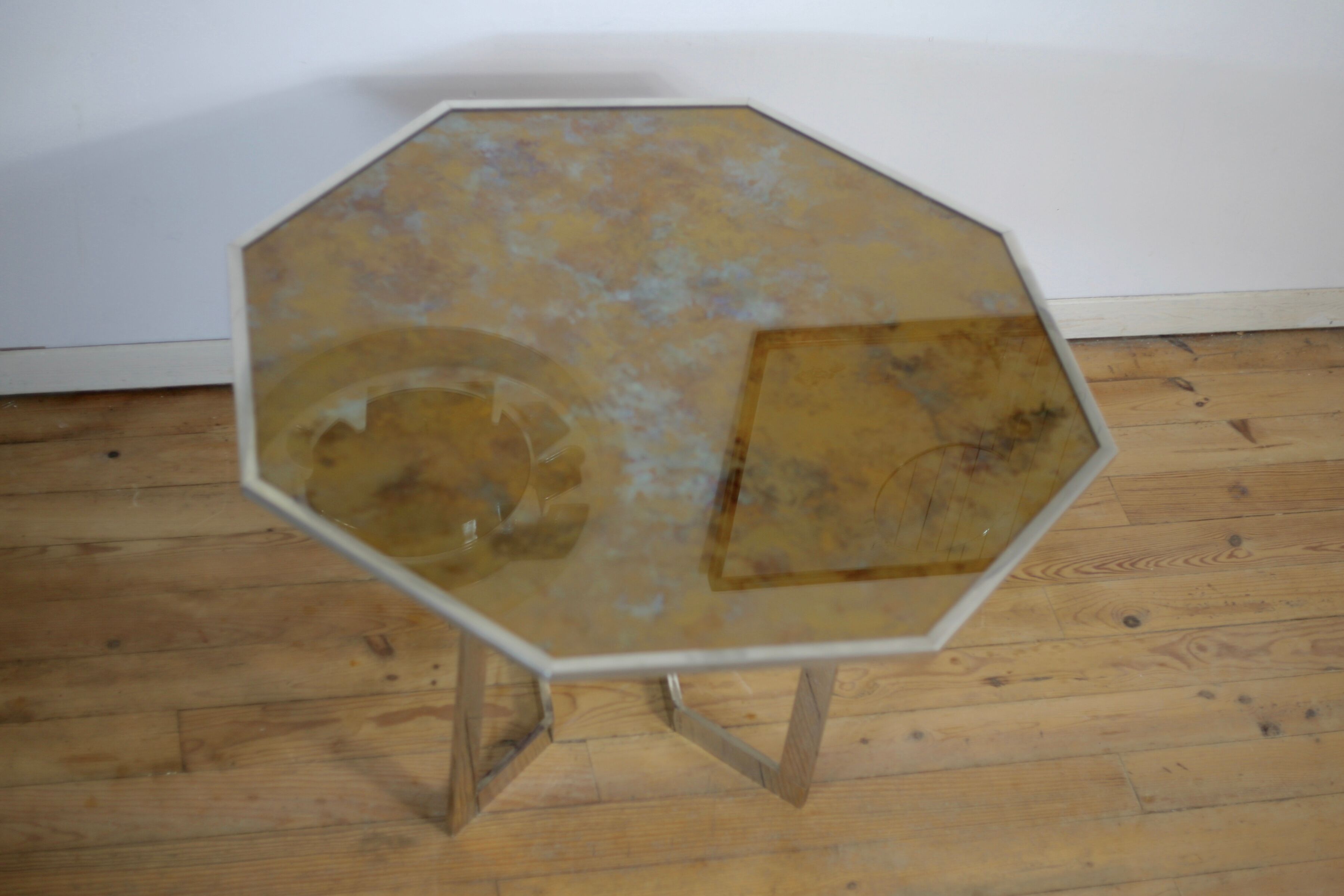 Chrome steel table and glass tray, France, circa 1970