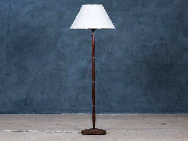Mid-Century Floor Lamp in Rosewood and Brass, Denmark, 1960s