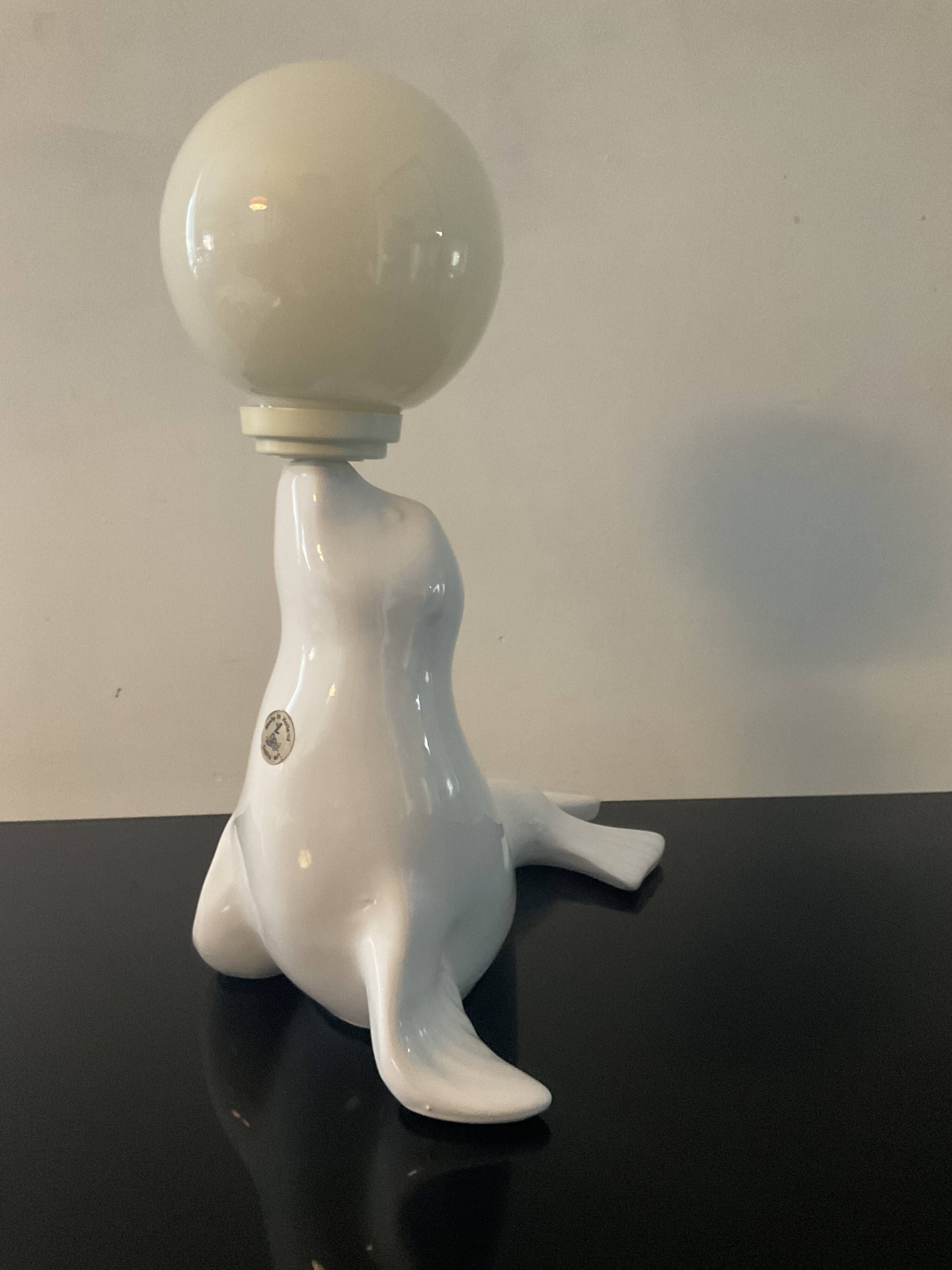 Lampe Otarie vintage en céramique de Delfts années 60