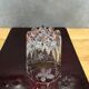 Series of 4 crystal whiskey glasses engraved vine decoration