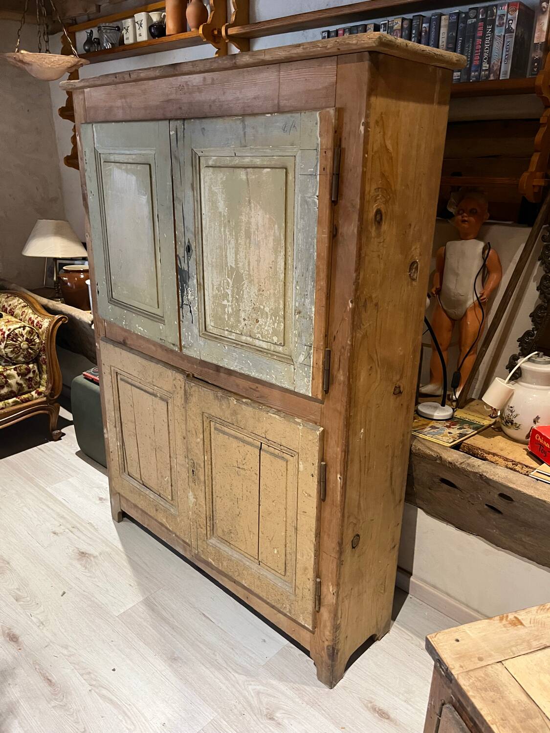 Vintage farmhouse high sideboard from the 19th century