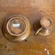Set of 6 Antique Cave Pottery Cups, Beige Vintage Ceramic