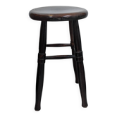 Old turned wooden bistro stool – dark brown patina