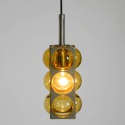 1960s Space Age pendant lamp by Temde made of glass and nickel-plated metal