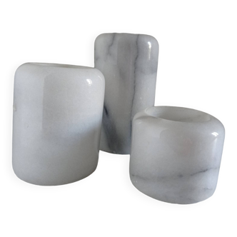 Trio of marble candlesticks