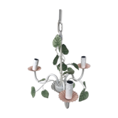 Lustre métal peint fleurs années 70
