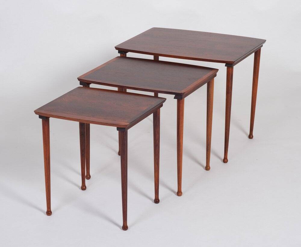 Nest Tables in Rosewood by Møbel Intarsia, Denmark, 1960s, Set of 3