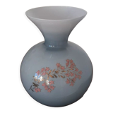 Vase rond en opaline bleu gris