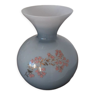 Vase rond en opaline bleu gris