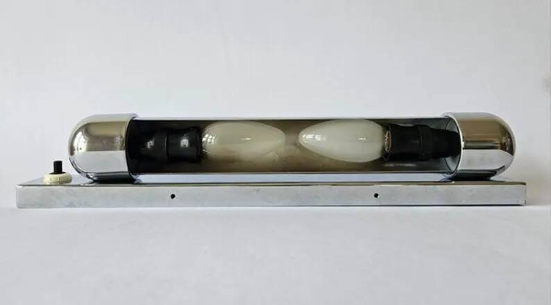 Rare Bauhaus, Art Deco, Functionalism never used Chrome Wall Lamp, 1930s