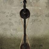 Brutalist floor lamp in wrought iron and glass paste