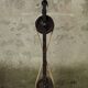 Brutalist floor lamp in wrought iron and glass paste