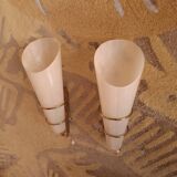 2 60's design wall lights in italian brass and glass