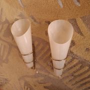 2 60's design wall lights in italian brass and glass