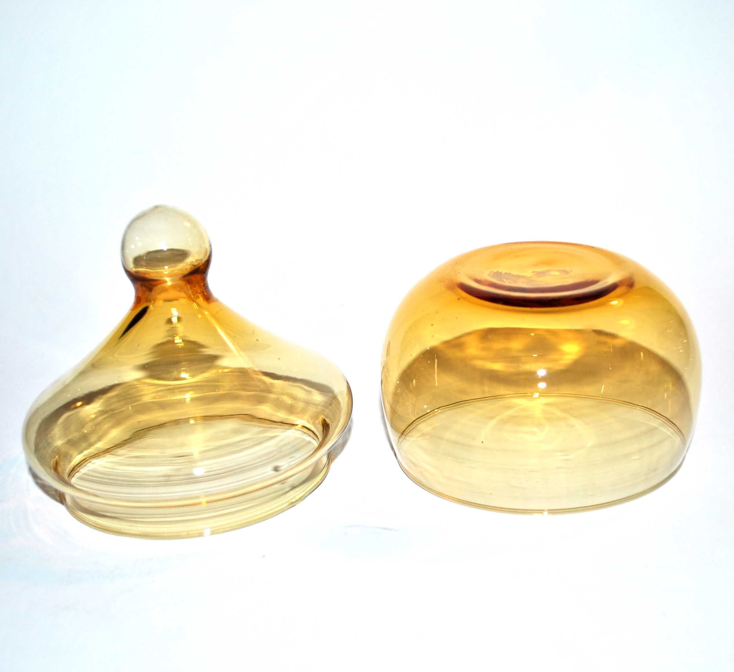 Candy box in orange smoked glass 1960-1970