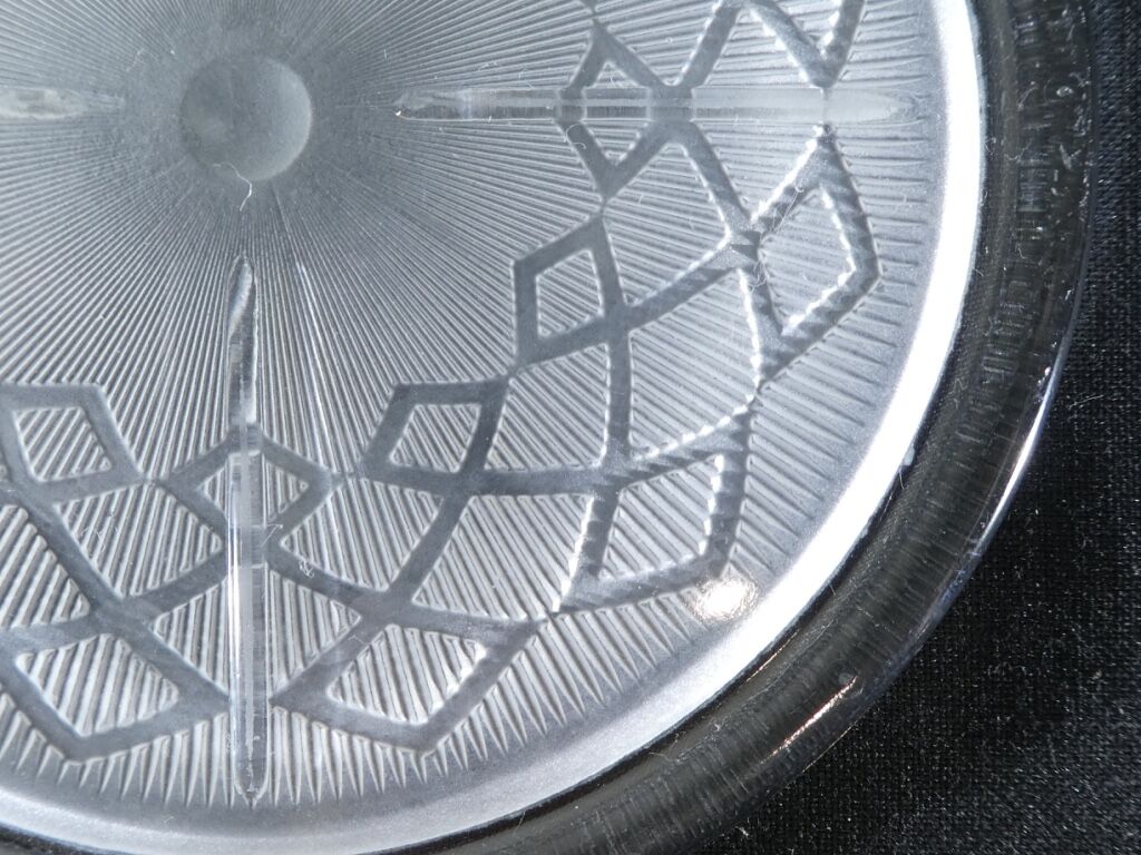 Pair of pressed moulded glass bottles mats