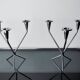 Pair of art deco stainless steel 3-flame candlesticks, Spain, 1970