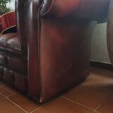 Chesterfield sofa in genuine leather 3 red Very good condition