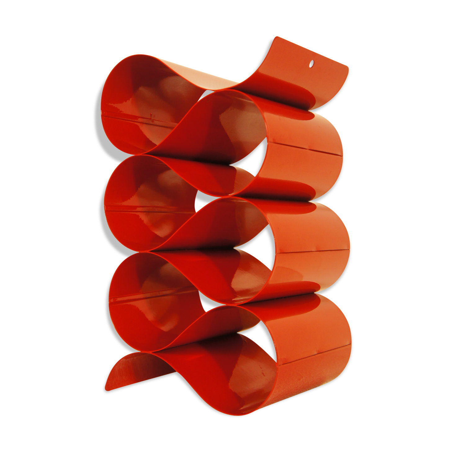 Red lacquered metal bottle holders