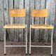 Vintage stackable high stool in beech and metal, 1960s