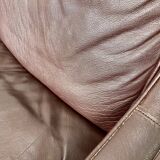 Vintage danish mid century dark cognac leather 2 seater stouby sofa