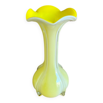 Yellow blown glass vase