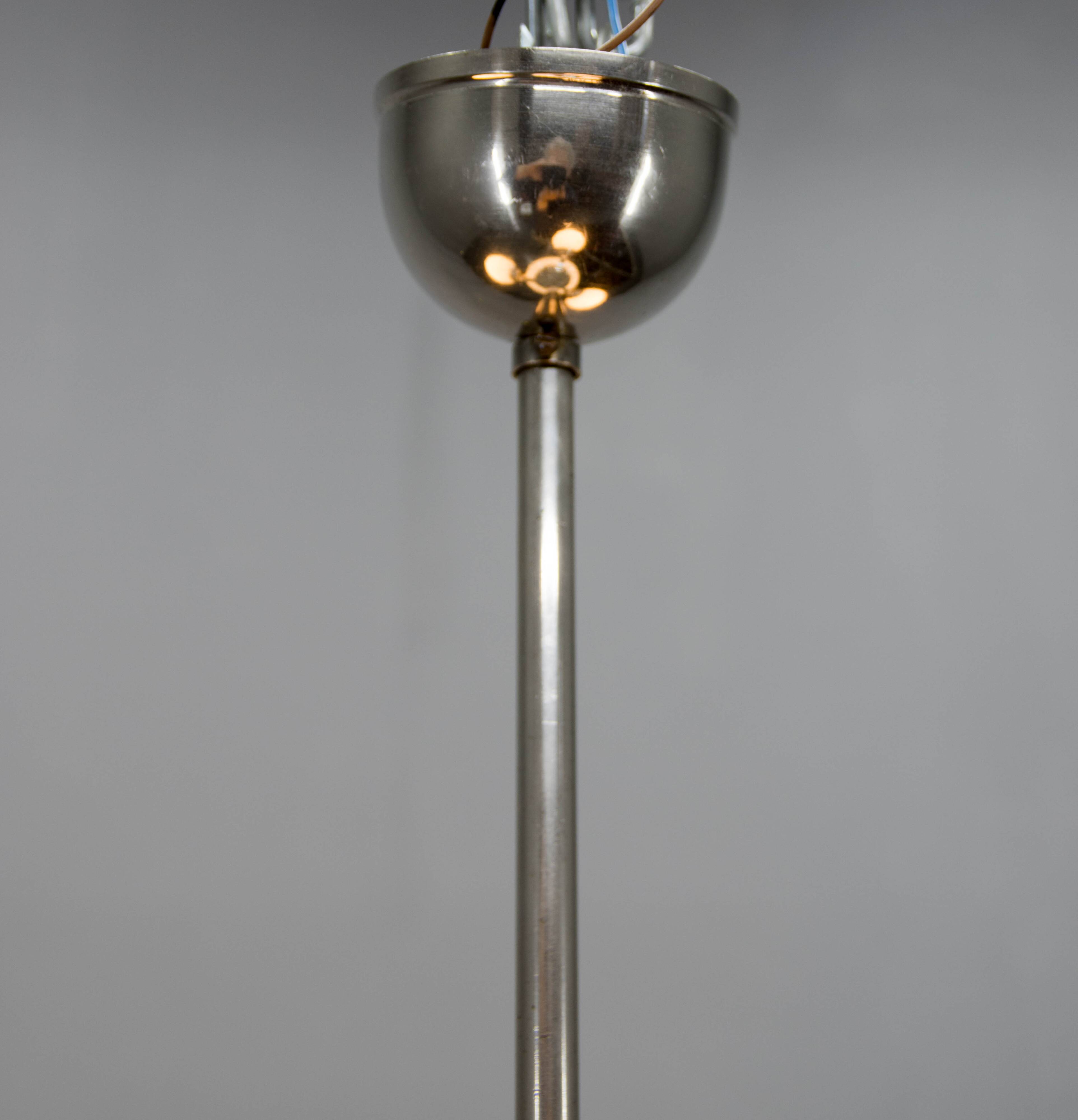 Art Deco / Functionalist Nickel Chandelier, 1930s