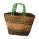 Panier vannerie vintage tressage vert anses scoubidou
