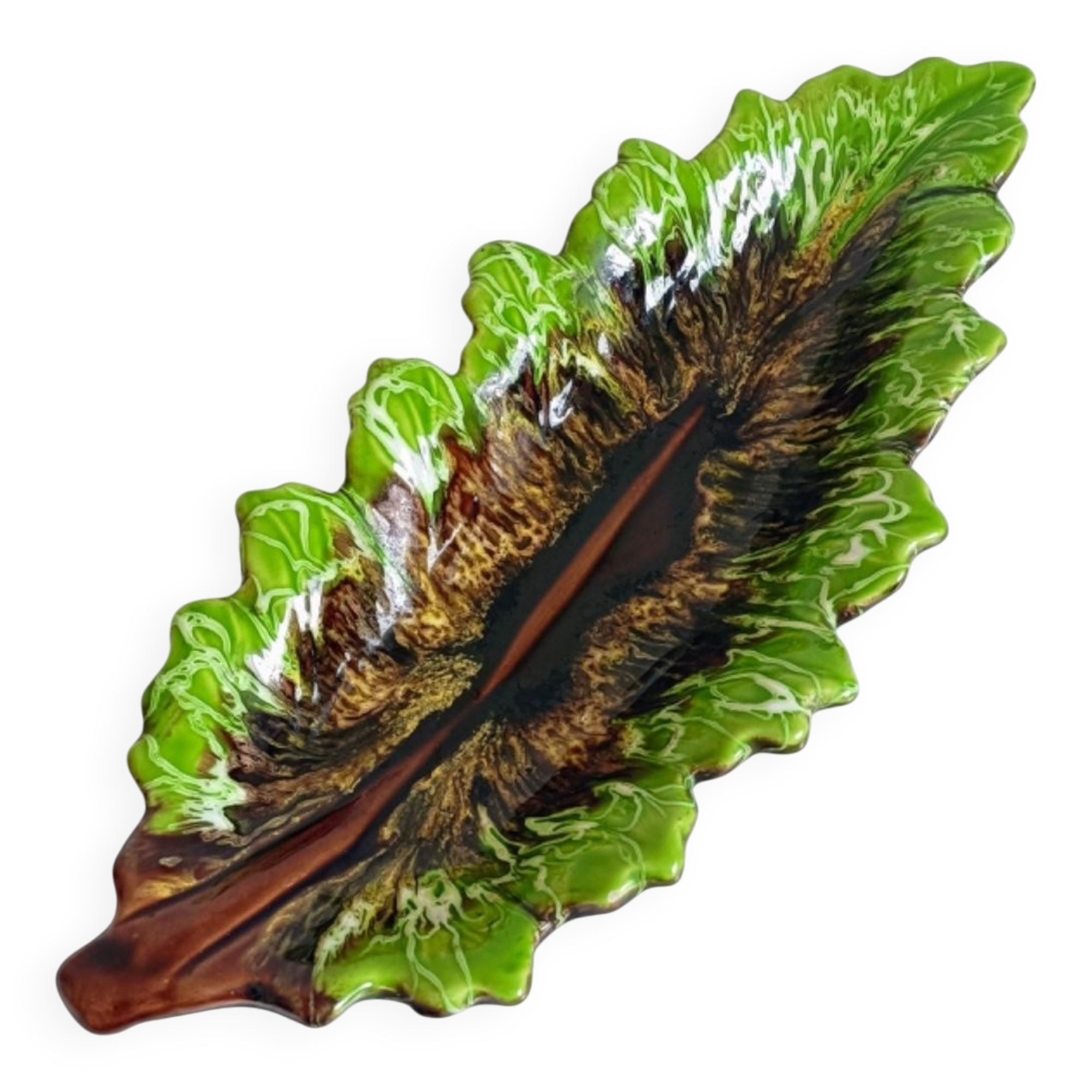 Mid-Century Majolica Centerpiece by Vallauris, Handmade, 1950s France