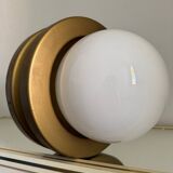 Opaline ball lamp with gold base from the 70s