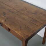 Antique Elm 19th Century French Rustic Farmhouse Dining Table