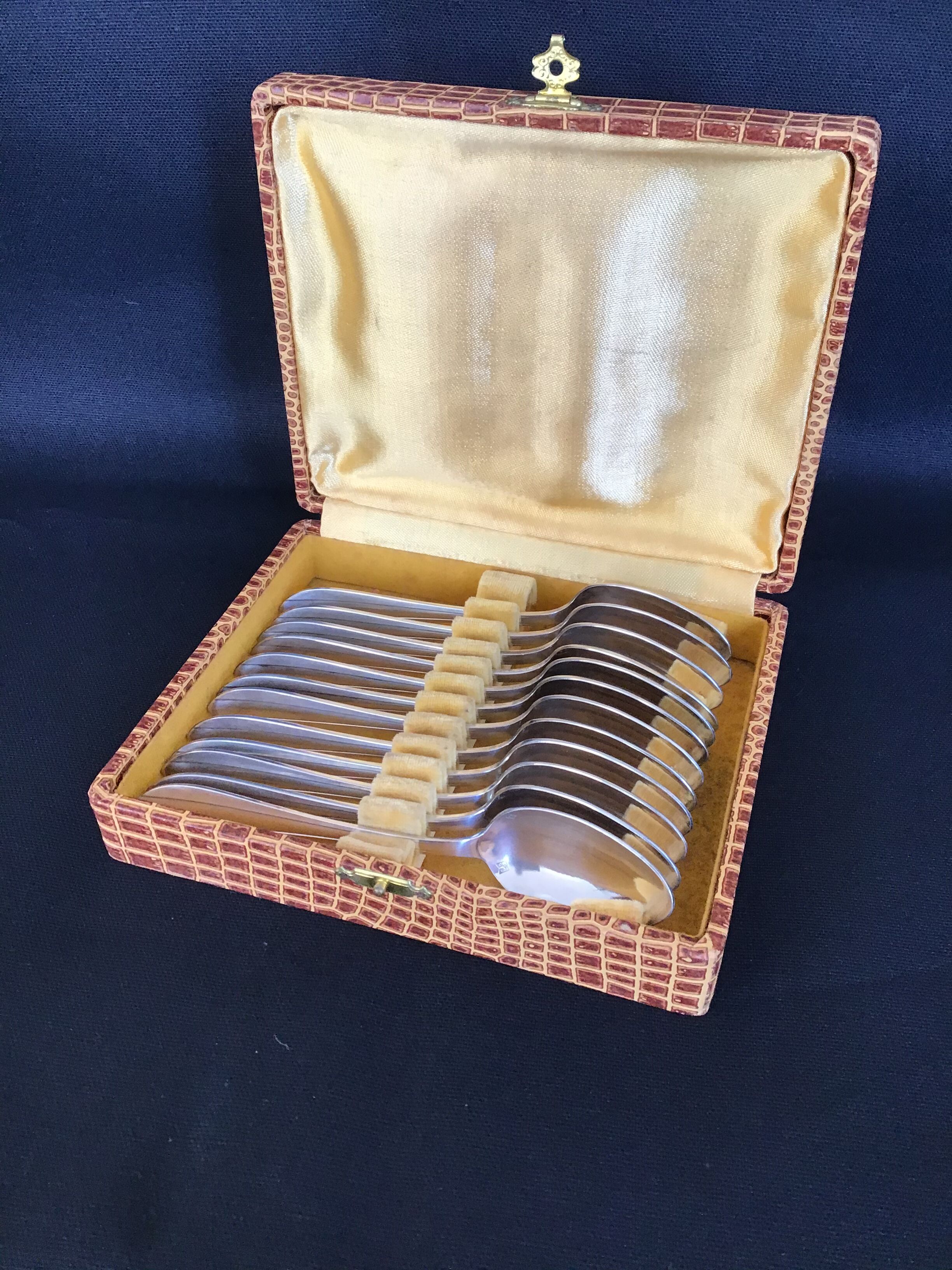 12 Liberty silver metal dessert spoons