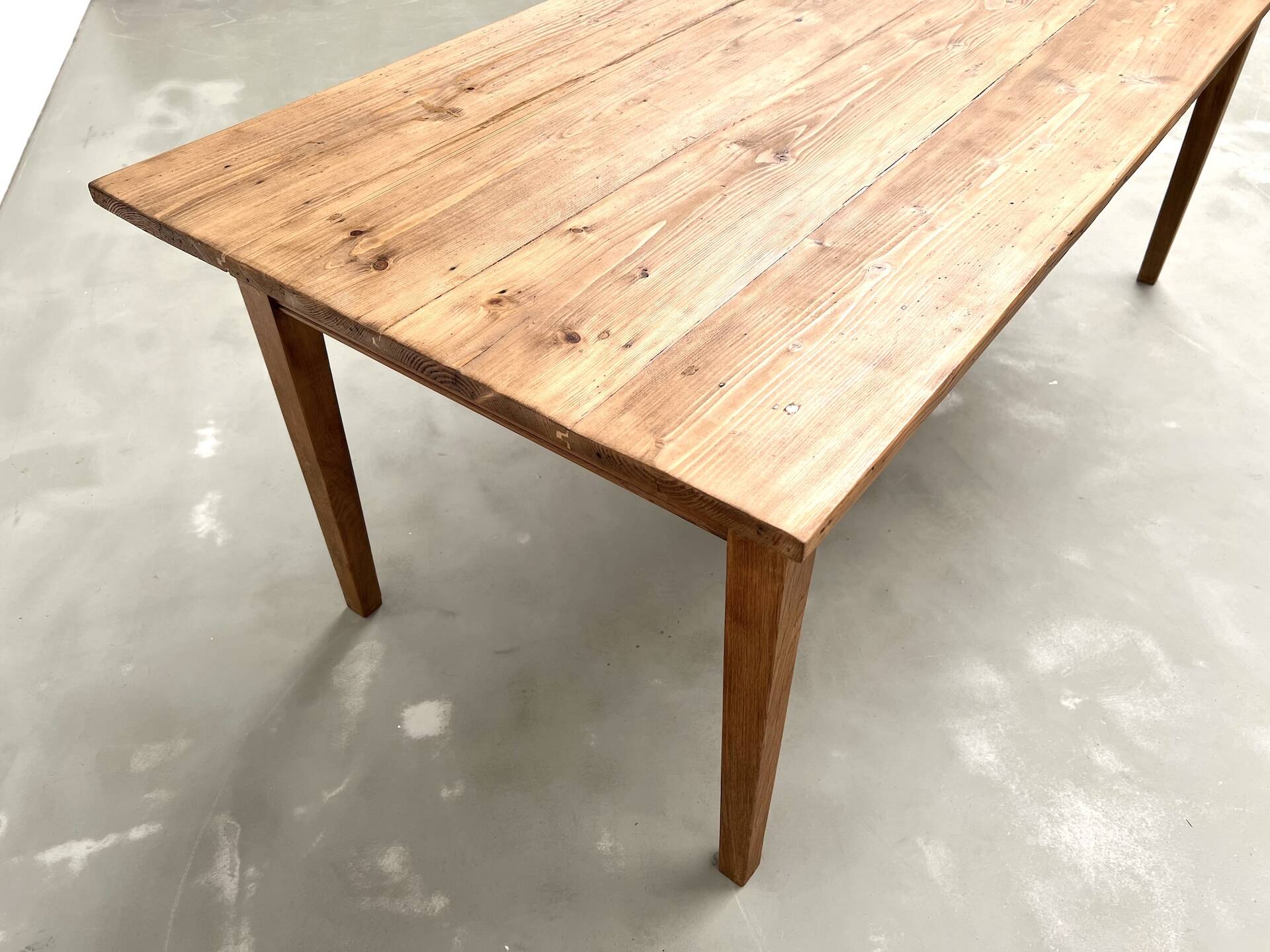1950s farmhouse table, oak and pine