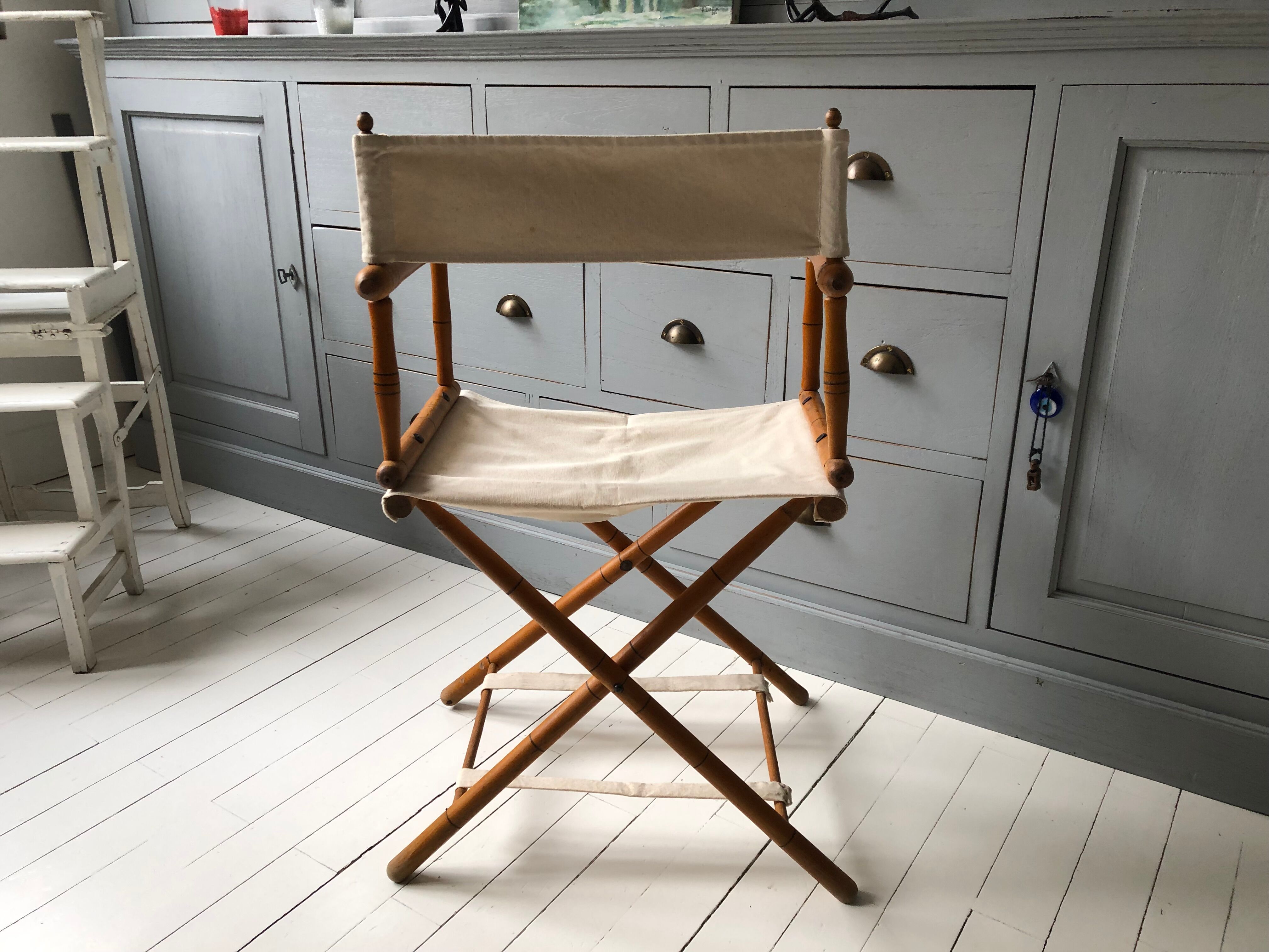 Former director's side chair in wood and canvas
