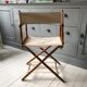 Former director's side chair in wood and canvas