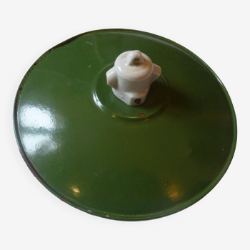 Industrial pendant light green enameled sheet metal and white porcelain #4
