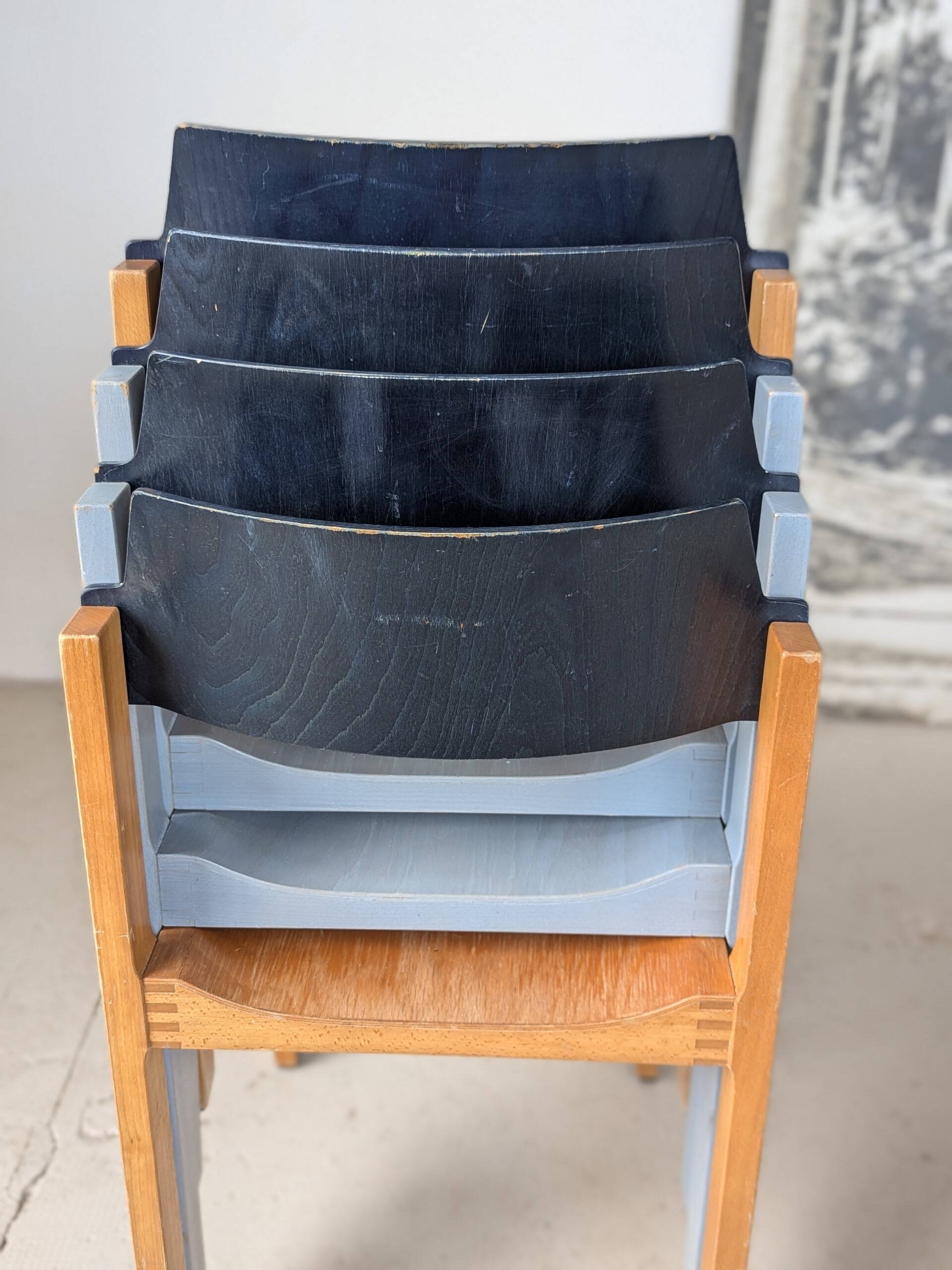Set of 4 stackable chairs by Rainer Schell