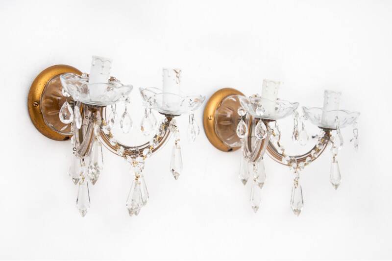 A pair of crystal sconces, France.