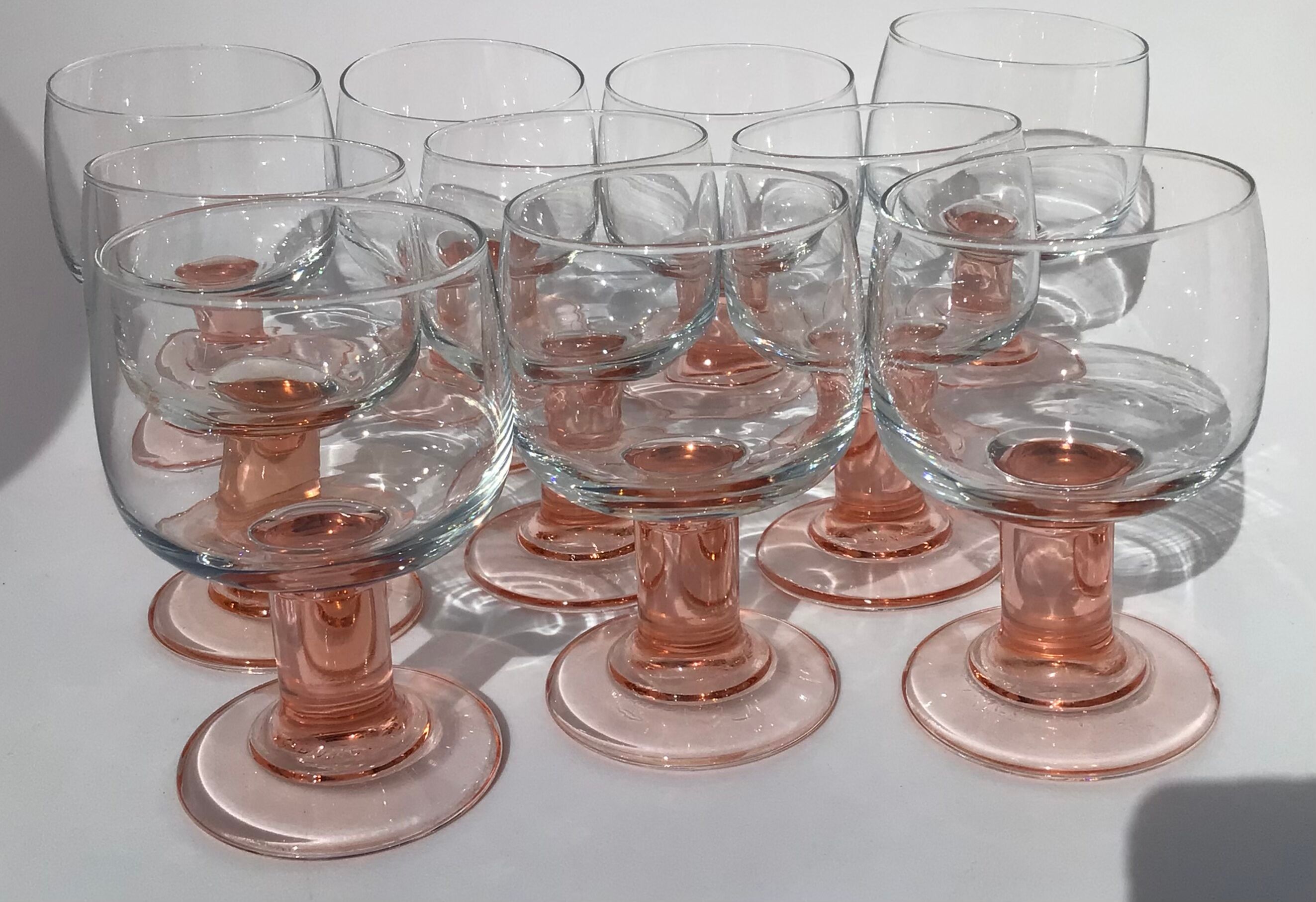10 wine glasses foot pink orange diameter 7cm