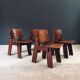 Constructivist Oak Dining Chairs, Belgium, 1960s, Set of 4