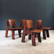 Constructivist Oak Dining Chairs, Belgium, 1960s, Set of 4