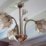 Chandelier brass mother-of-pearl capiz flowers