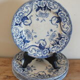 6 Creil and Montereau dessert plates Flora service