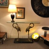70s gilded brass wader console