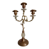 Brass and stone chandelier