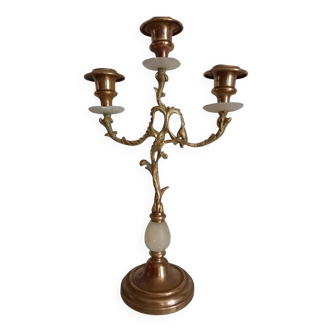 Brass and stone chandelier